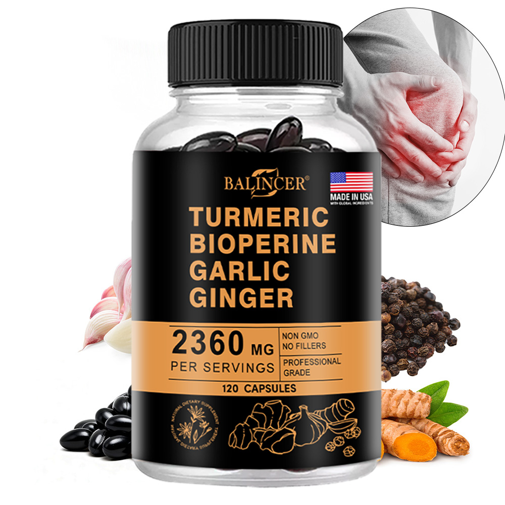 Turmeric Curcumin Capsule - ターメリックジンジャーカプセル 2360mg クルクミン95%配合、ニンニク＆黒胡椒入り、関節サポート、消化＆免疫健康サプリメント