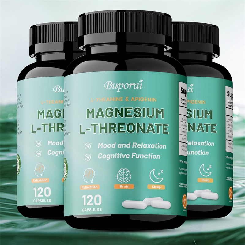 Magnesium Glycinate Capsule - L-トレオン酸マグネシウム複合体 - 吸収率が高く、脳の記憶と認知サプリメントをサポートし、ストレスを軽減します