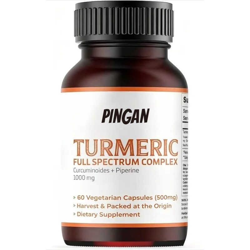Turmeric Curcumin Capsule - ターメリックカプセル 1000mg クルクミン95%配合 ピペリン入り -60カプセル ベジタリアンサプリメント