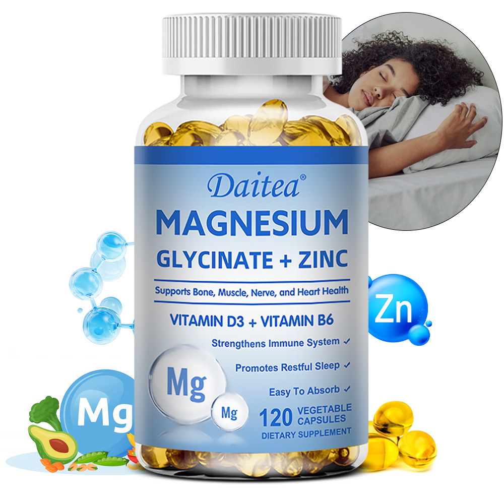 Magnesium Glycinate Capsule - グリシン酸マグネシウム + 亜鉛 - 睡眠の質を向上させ、心臓血管の骨と心臓の健康を促進し、腸の消化を促進します。