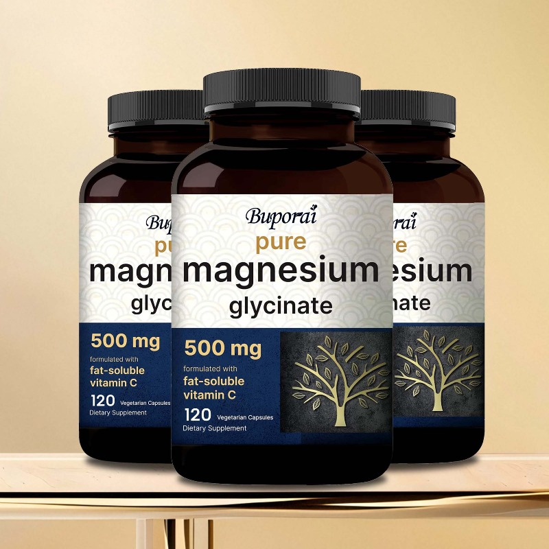 Magnesium Glycinate Capsule - グリシン酸マグネシウムカプセル 500mg - 筋肉の弛緩、神経の鎮静、関節、骨、心臓の健康をサポート、エネルギーを補充します