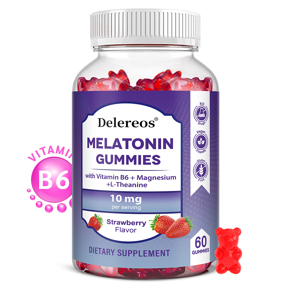 Melatonin Sleep Gummy - メラトニン グミ 10mg、天然睡眠補助剤、健康的な睡眠サイクルとリラクゼーションをサポート、天然ストロベリー風味、非遺伝子組み換えビーガン