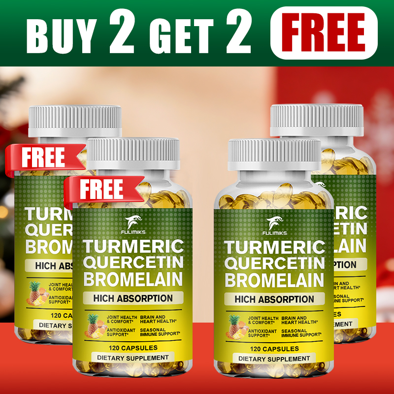 Turmeric Curcumin Capsule - 2つ買うと2つ無料！ ターメリック・ケルセチン・ブロメラインカプセル、関節の健康と免疫力のためのトリプルアクション抗炎症サポート
