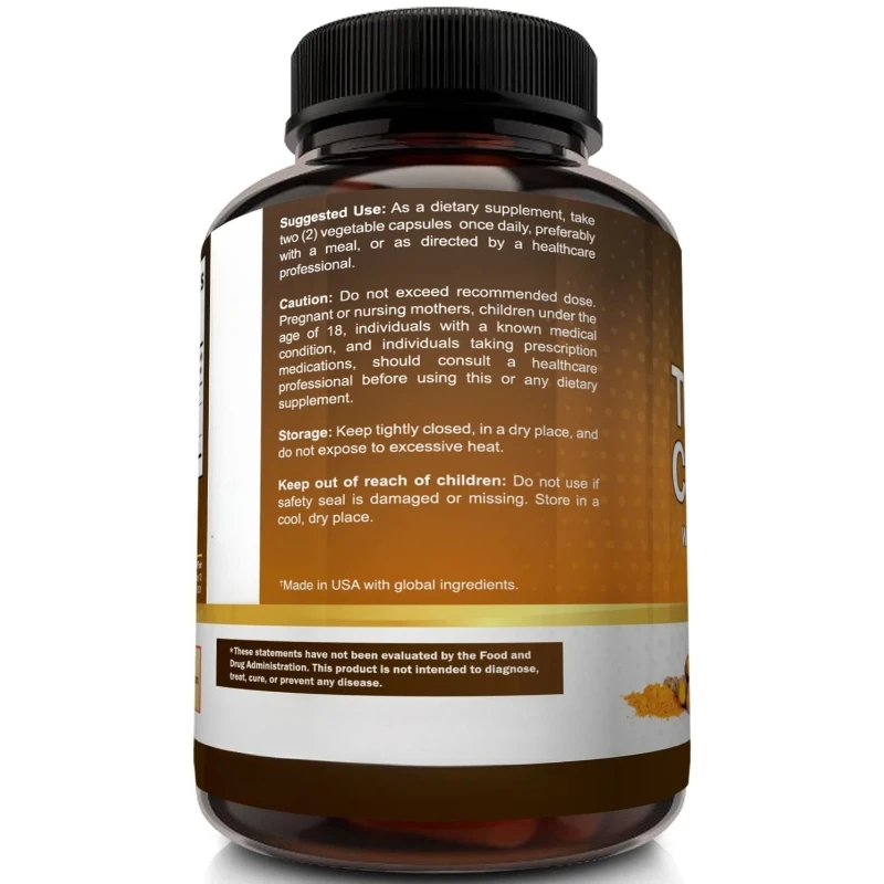 Turmeric Curcumin Capsule - ターメリッククルクミンサプリメント1650mg、クルクミノイド95％配合、ブラックペッパーバイオペリンで吸収を促進