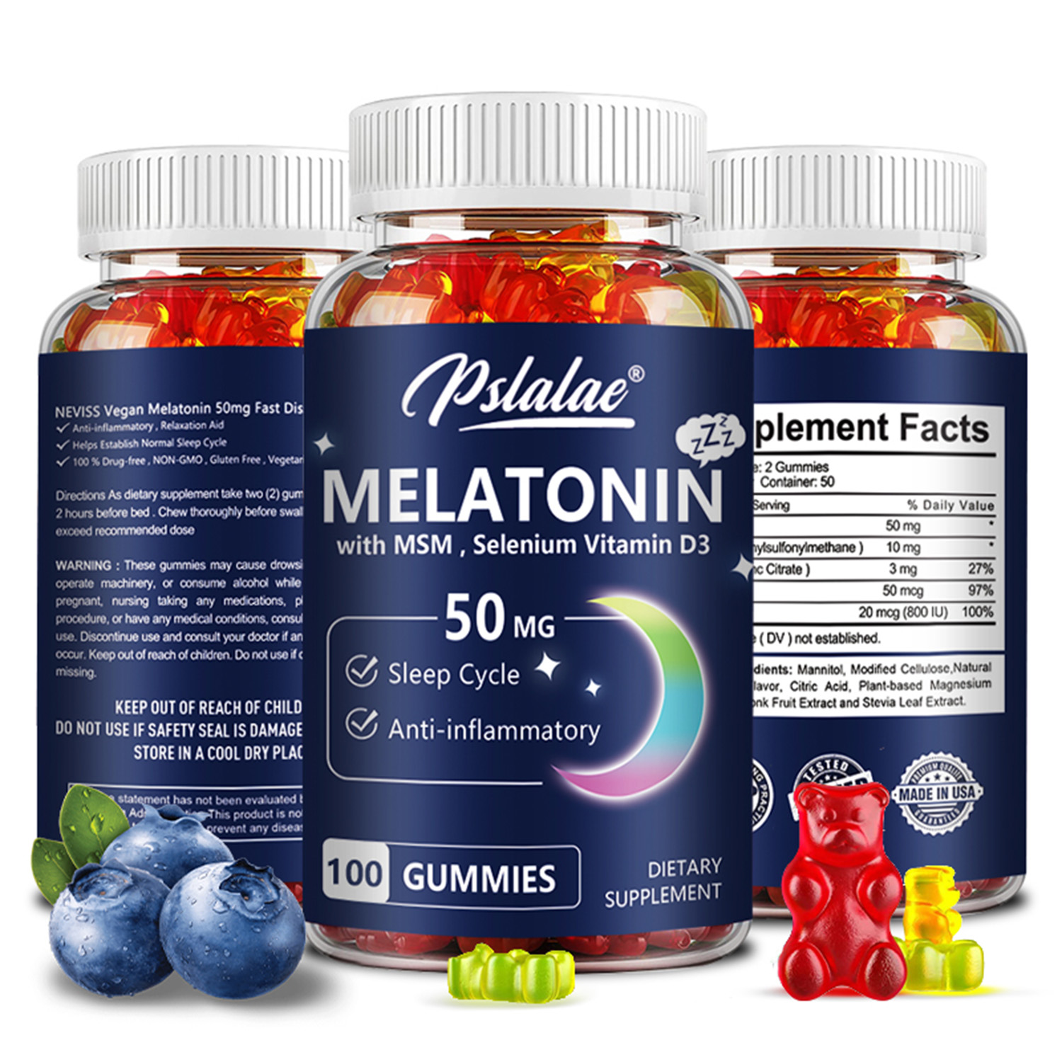 Melatonin Sleep Gummy - メラトニン グミ 50mg - 睡眠サポート、ストレス解消、睡眠の質の向上、エネルギー生産の促進、活力の向上