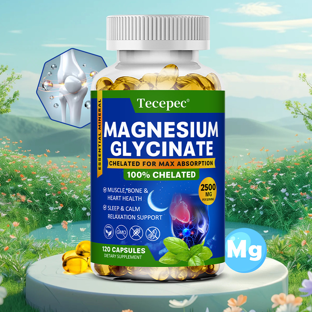Magnesium Glycinate Capsule - グリシン酸マグネシウムカプセル 2500mg - 筋肉、神経、骨、心臓のサポートのための栄養補助食品 - グルテンフリー、非遺伝子組み換え