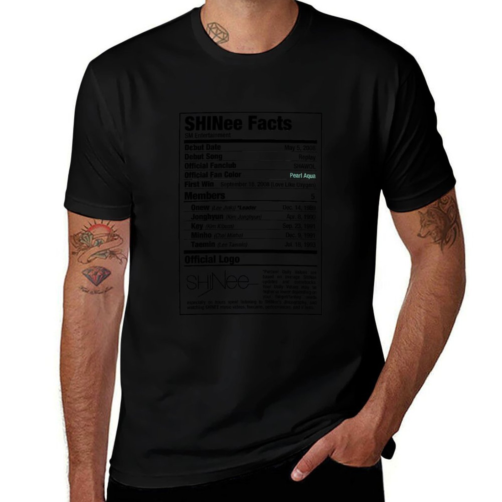 SHINee Kpop 栄養成分表示Tシャツ フィットネス  - T Nutrition Fitness のレビューと価格
