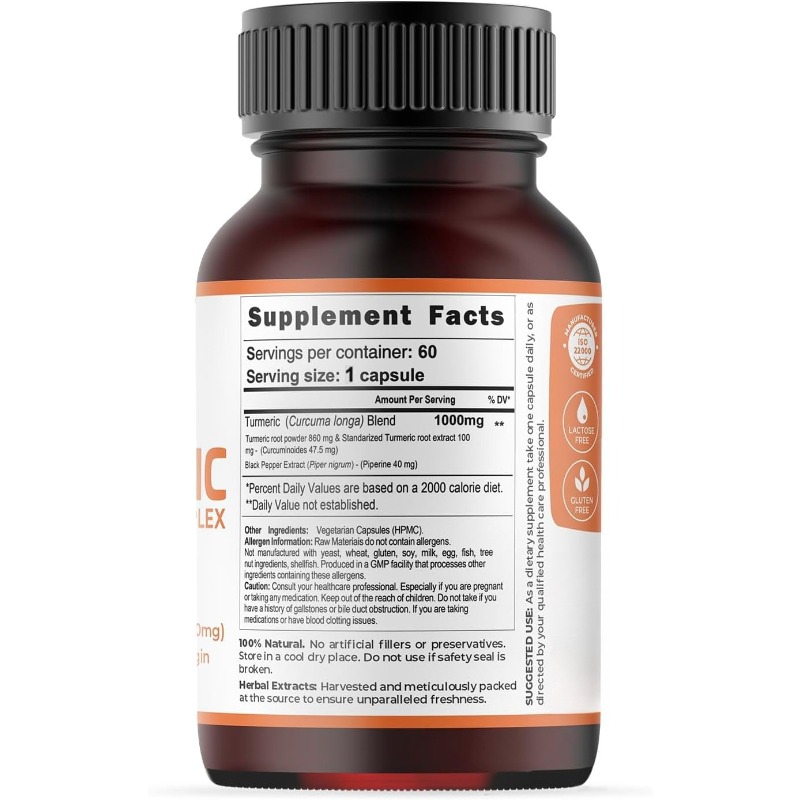 ターメリックカプセル 1000mg クルクミン95%配合 ピ - Turmeric Curcumin Capsule のレビューと価格