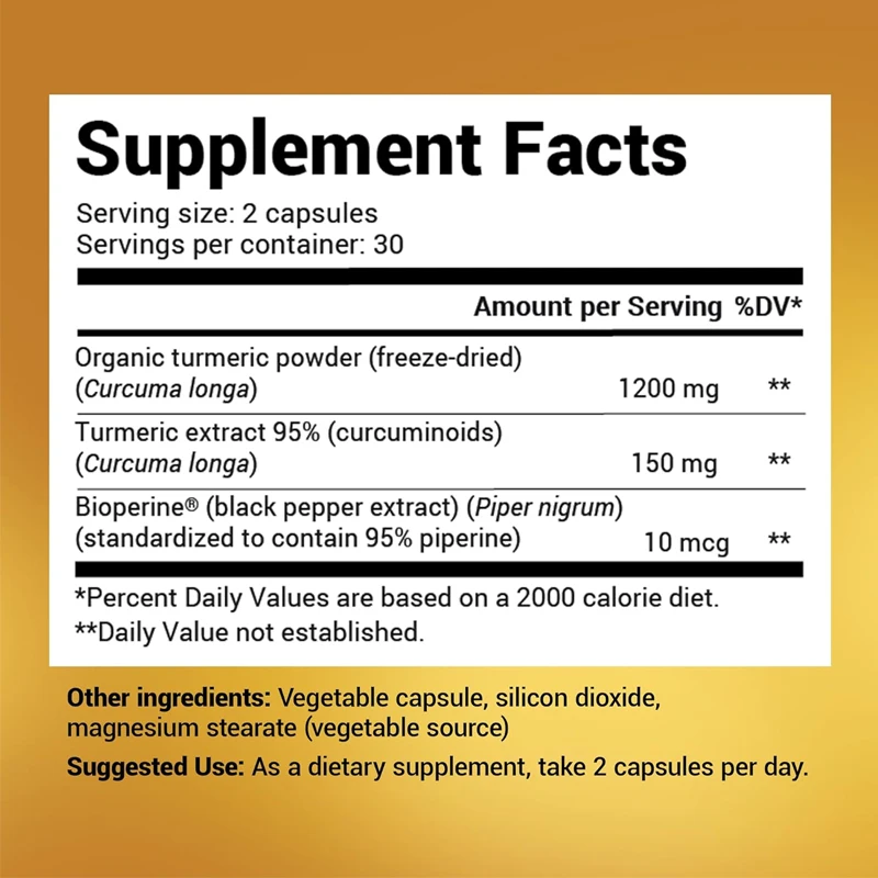 ウコンサプリメント（ブラックペッパー配合）（バイオペリン）- - Turmeric Curcumin Capsule のレビューと価格