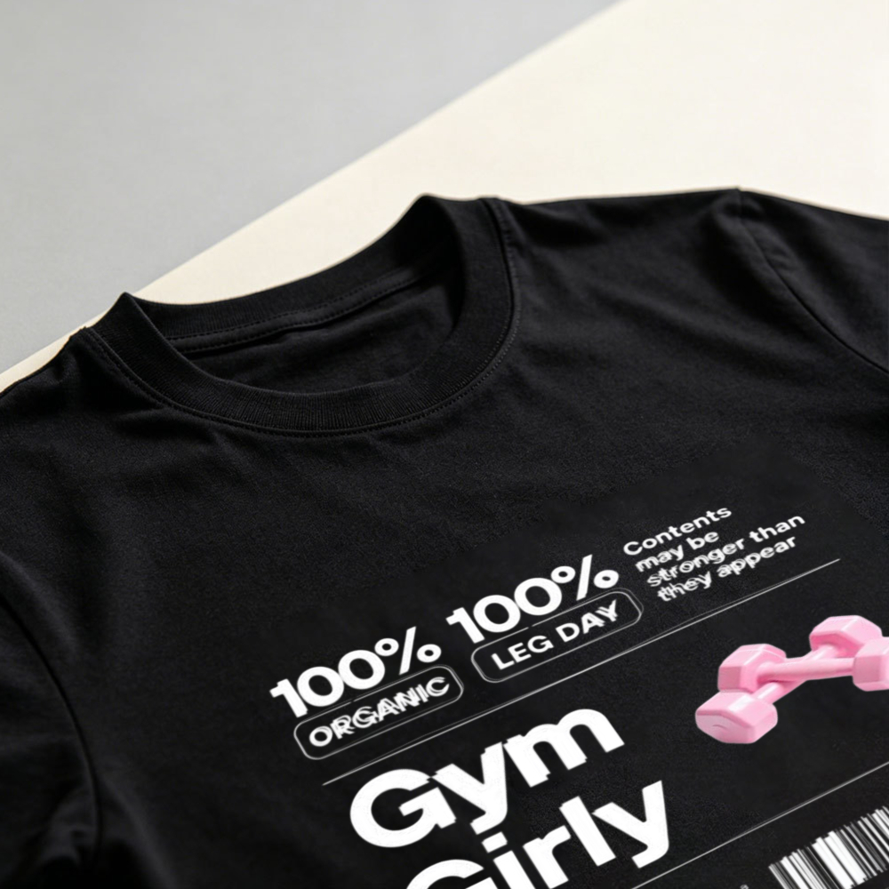 ジムガールズピンクダンベル栄養ラベルグラフィックコットンTシ - T Nutrition Fitness のレビューと価格