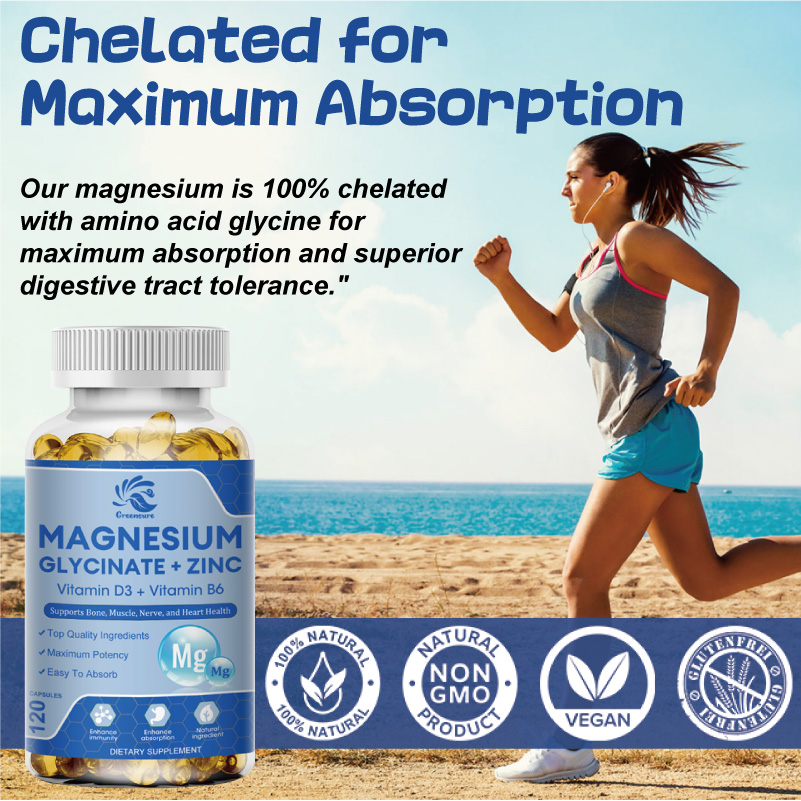 マグネシウムグリシン酸と亜鉛 500mg ミネラルサプリメン - Magnesium Glycinate Capsule のレビューと価格